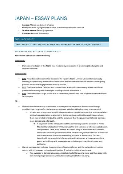 Cover page of JAPAN ESSAY PLANS