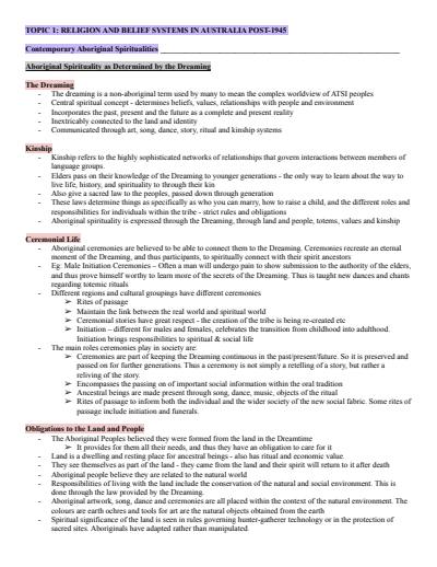 Cover page of Studies of Religion 1 Notes - 90 HSC MARK