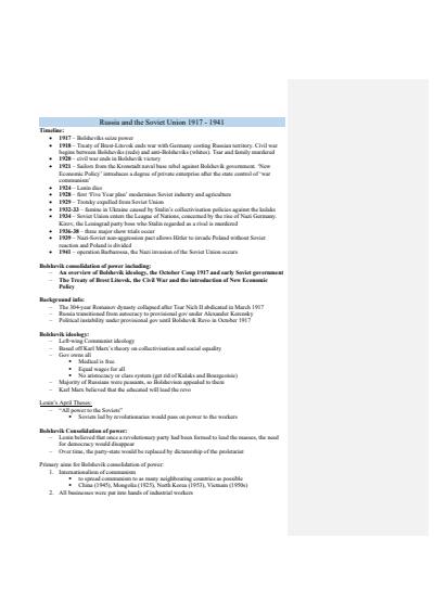Cover page of Band 6 Notes - Russia and the Soviet Union