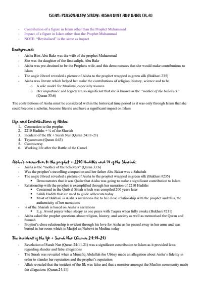 Cover page of Band 6 Studies of Religion Islam Notes