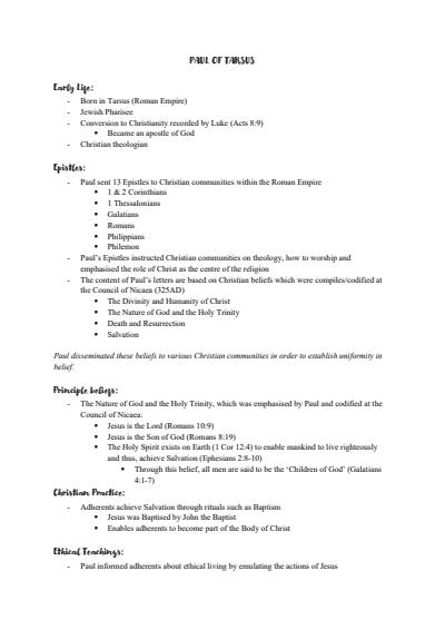 Cover page of Band 6 Studies of Religion II Christianity Notes