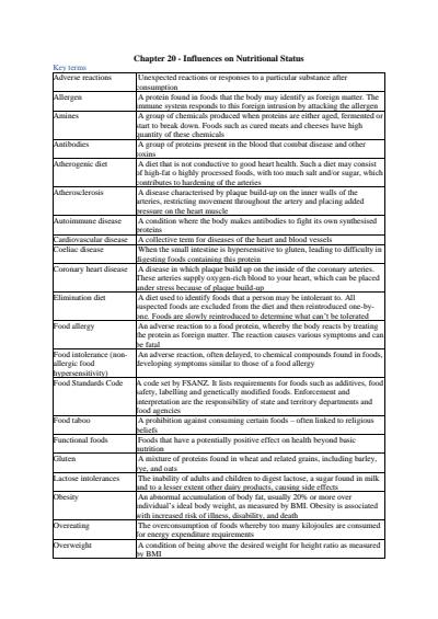 Cover page of Chapter 20 - influences on nutritional status