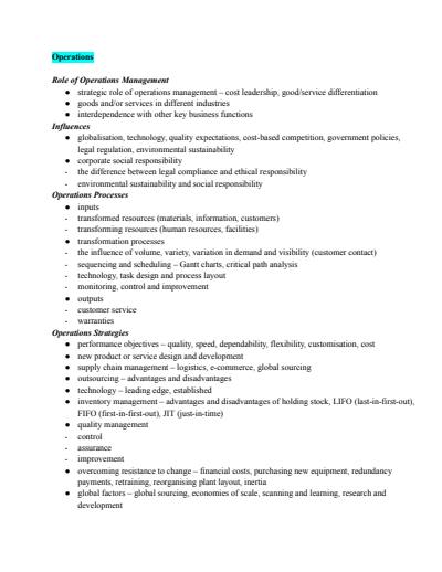 Cover page of Extensive Full Business Syllabus Notes