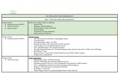 Cover page of PDHPE - Core 2 - Factors Affecting Performance