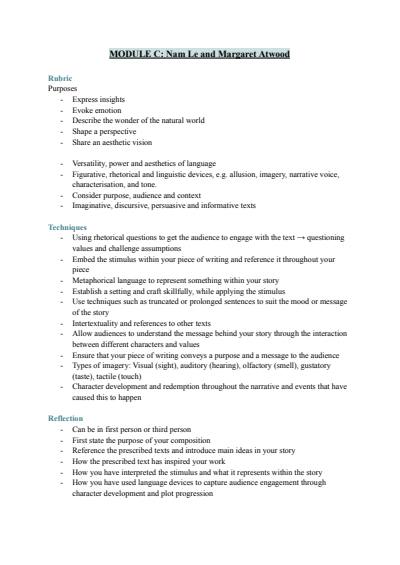 Cover page of MODULE C: NOTES + QUOTES - HSC English Advanced