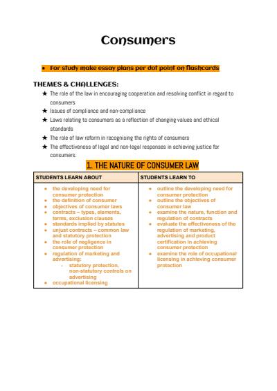 Cover page of Band 6 Legal Studies Consumers Notes 