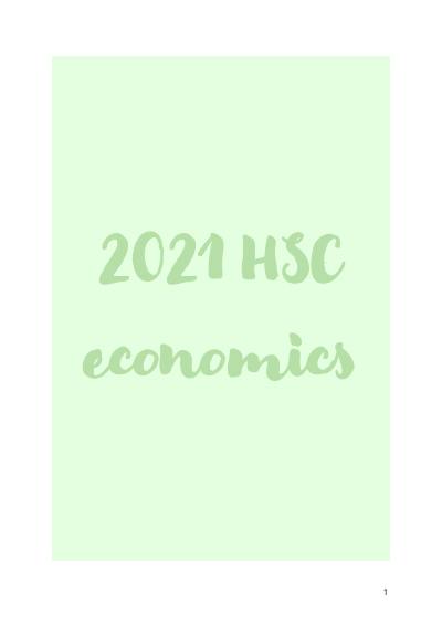 Cover page of HSC Economics Whole Course Summary Notes