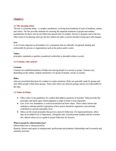 Cover page of Year 11 Legal notes-textbook chapters 1,2,3