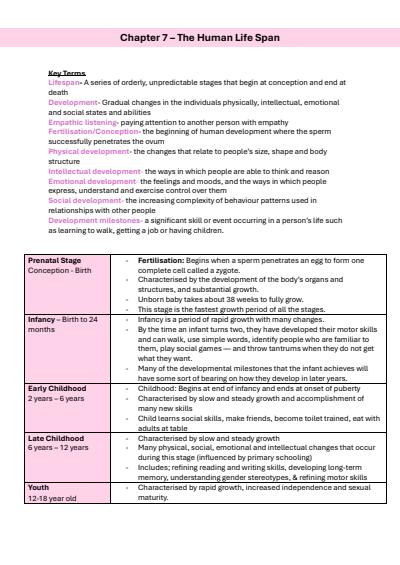 Cover page of Human Health and Development - Human Lifespan Timeline and Key definitions