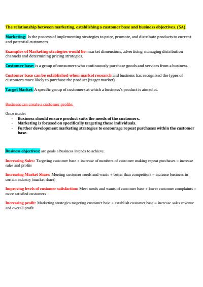 Cover page of BUSINESS MANAGEMENT - UNIT 2 - MARKETING NOTES 