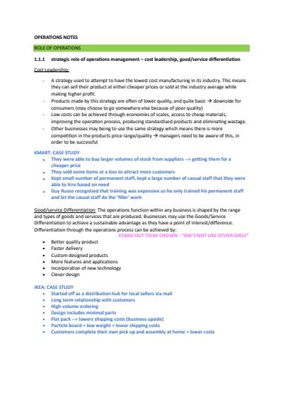 Cover page of BAND 6 BUSINESS HSC OPERATIONS NOTES