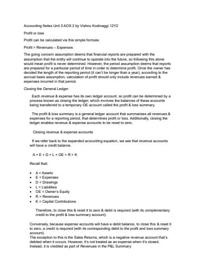 Cover page of ACCOUNTING UNIT 3 AOS 2 NOTES