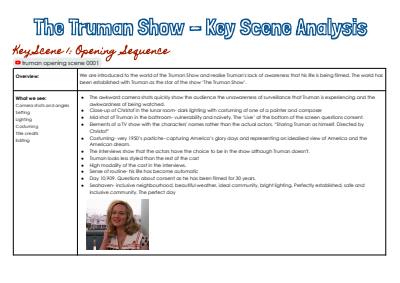 Cover page of The Truman Show Scene Analysis