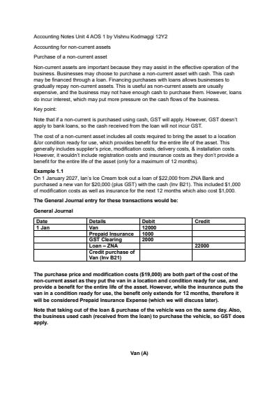Cover page of ACCOUNTING NOTES UNIT 4 AOS 1 NOTES