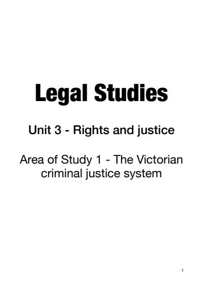 Cover page of Legal Studies **RAW 50** Units 3/4 notes
