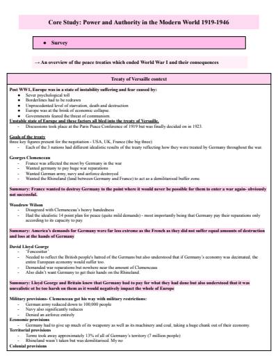 Cover page of HSC MODERN HISTORY CORE STUDY - POWER AND AUTHORITY FULL SYLLABUS BAND 6 NOTES
