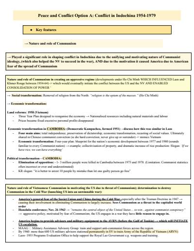 Cover page of CONFLICT IN INDOCHINA (PEACE AND CONFLICT) HSC MODERN HISTORY BAND 6 FULL SYLLABUS NOTES