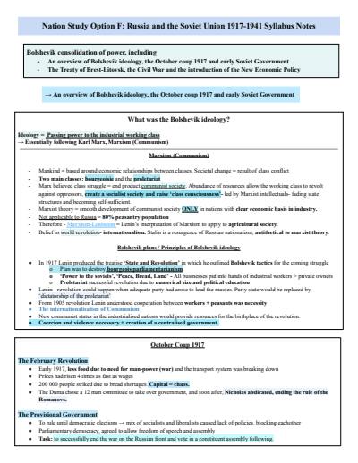 Cover page of RUSSIA AND THE SOVIET UNION HSC MODERN HISTORY FULL SYLLABUS BAND 6 NOTES