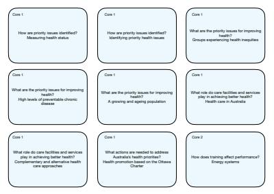 Cover page of Printable PDHPE Flash Cards