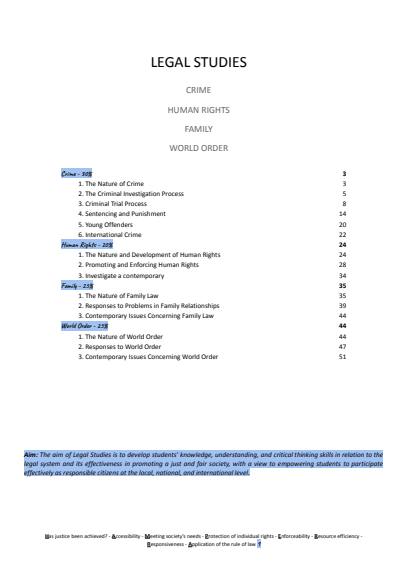 Cover page of LEGAL HSC NOTES INDEPTH: FULL MARKS IN HSC!!