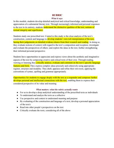 Cover page of English Advanced MOD B (TS Elliot) Notes