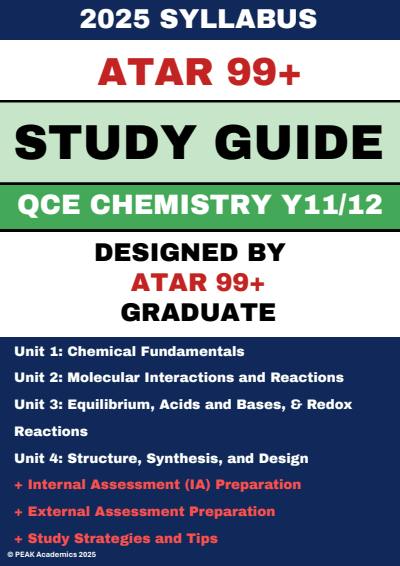 Cover page of ATAR 99+ Chemistry QCE Study Guide (Y11/12 2025 Syllabus) Written by ATAR 99+ Graduate