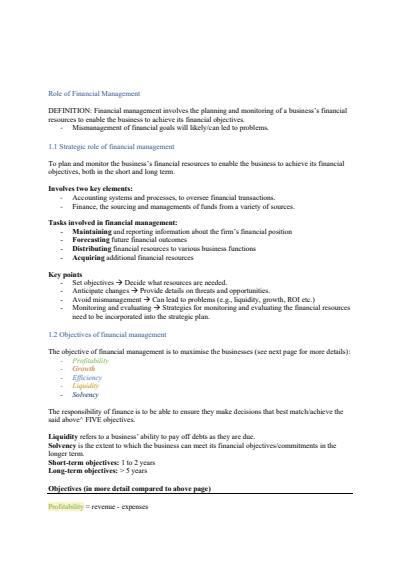 Cover page of STATE RANKED - 🏦 FINANCE Notes 🏦 Business Studies HSC