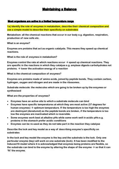 Cover page of Biology: FULL study notes, Band 6 99 ATAR