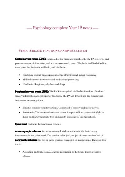 Cover page of Psychology complete syllabus notes