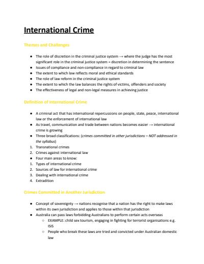 Cover page of Legal Studies Band 6: Crime Notes