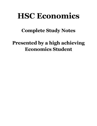 Cover page of HSC Economics - Complete Study Notes