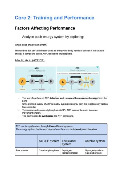 Cover page of HSC PDHPE Core 2: Factors Affecting Performance – High-Quality Summary Notes