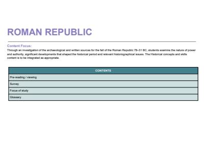 Cover page of Topic 3 - Fall of the Roman Republic