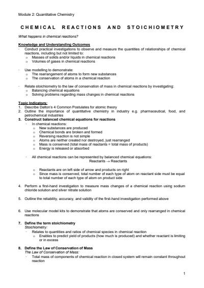 Cover page of [FULL] Module 2: Quantitative Chemistry Notes | BAND 6 | HSC ALL ROUNDER