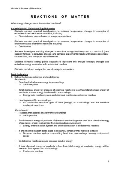 Cover page of [FULL] Module 4: Drivers of Reactions Notes | BAND 6 | HSC ALL ROUNDER