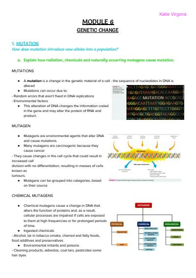 Cover page of (Module 6) HSC Biology Notes - Genetic Change