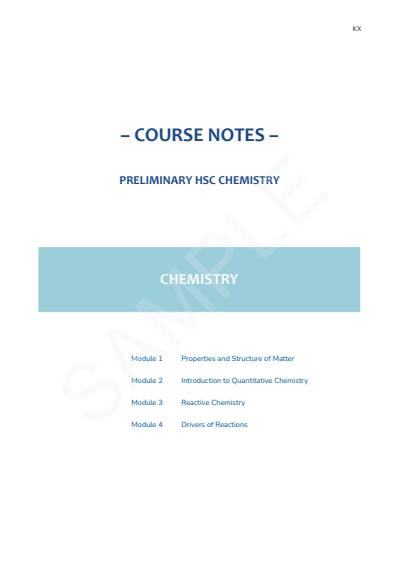 Cover page of HSC Year 11 Chemistry – Complete Notes *sorted by syllabus dot points
