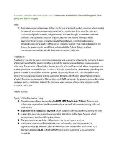 Cover page of RANK 1ST ECONOMICS Preliminary Essay Plans