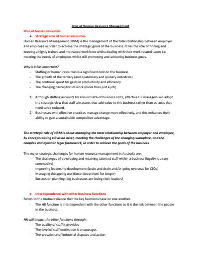 Cover page of Human Resource Notes
