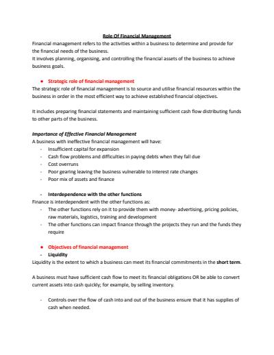 Cover page of Finance Notes 