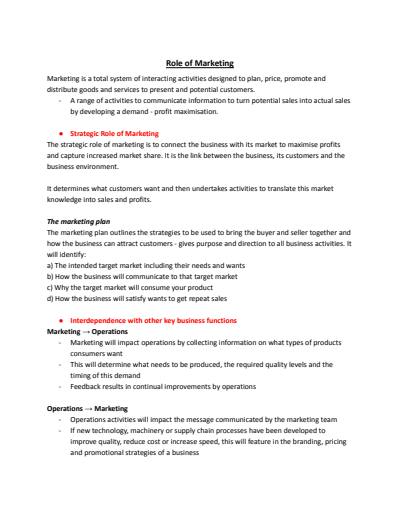 Cover page of Marketing Notes