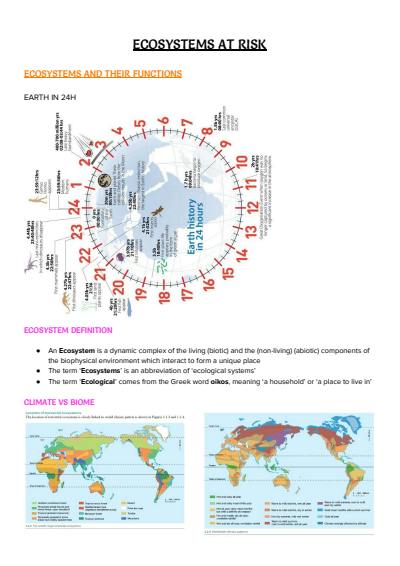 Cover page of HSC Geography Notes - Ecosystems At Risk