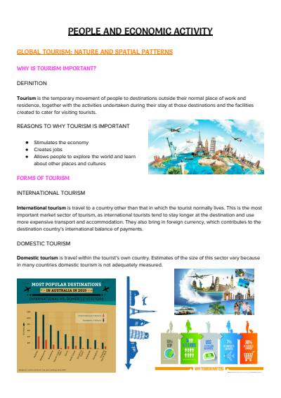 Cover page of HSC Geography Notes - People and Economic Activity