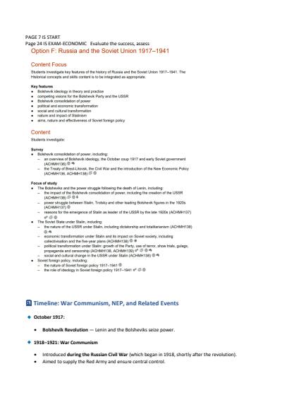 Cover page of Modern History Russia and Soviet Union- Band 6 Notes that helped me get a 94 in my CSSA trial