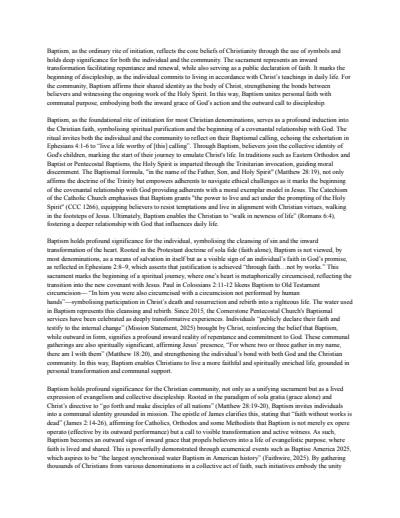 Cover page of Baptism Essay (18/20)