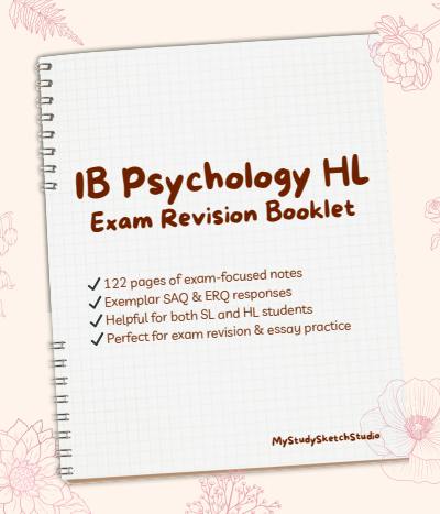 Cover page of IB Psychology HL Exam Revision Booklet | Exemplar SAQ &amp; ERQ responses