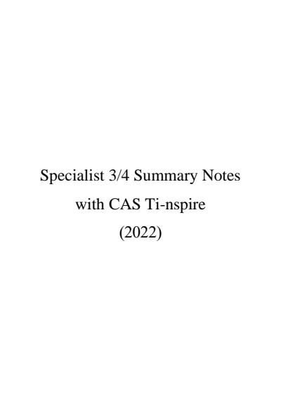 Cover page of VCE Specialist 3/4 notes (40 Raw 99.15 ATAR)