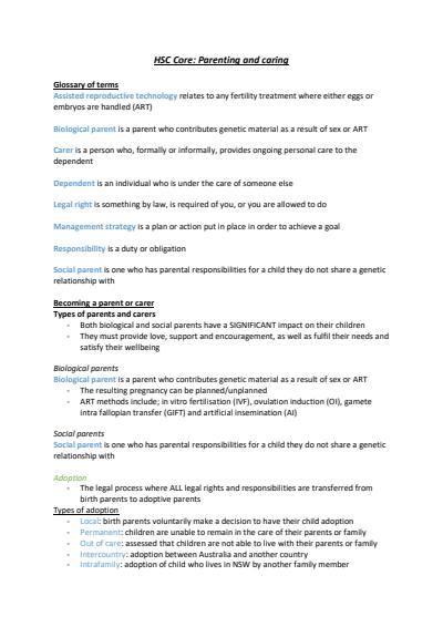 Cover page of CAFS: Parenting and caring