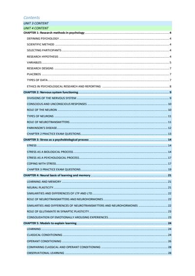 Cover page of VCE 3/4 Psychology Summary Notes 2020