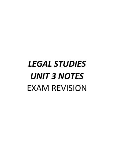 Cover page of VCE Unit 3 Legal Studies Summary Notes 2020